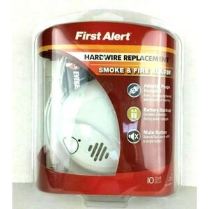 LOT OF 2 FIRST ALERT Hardwired 120-Volt AC Smoke Alarm w/ Adapter Plugs, SA9120